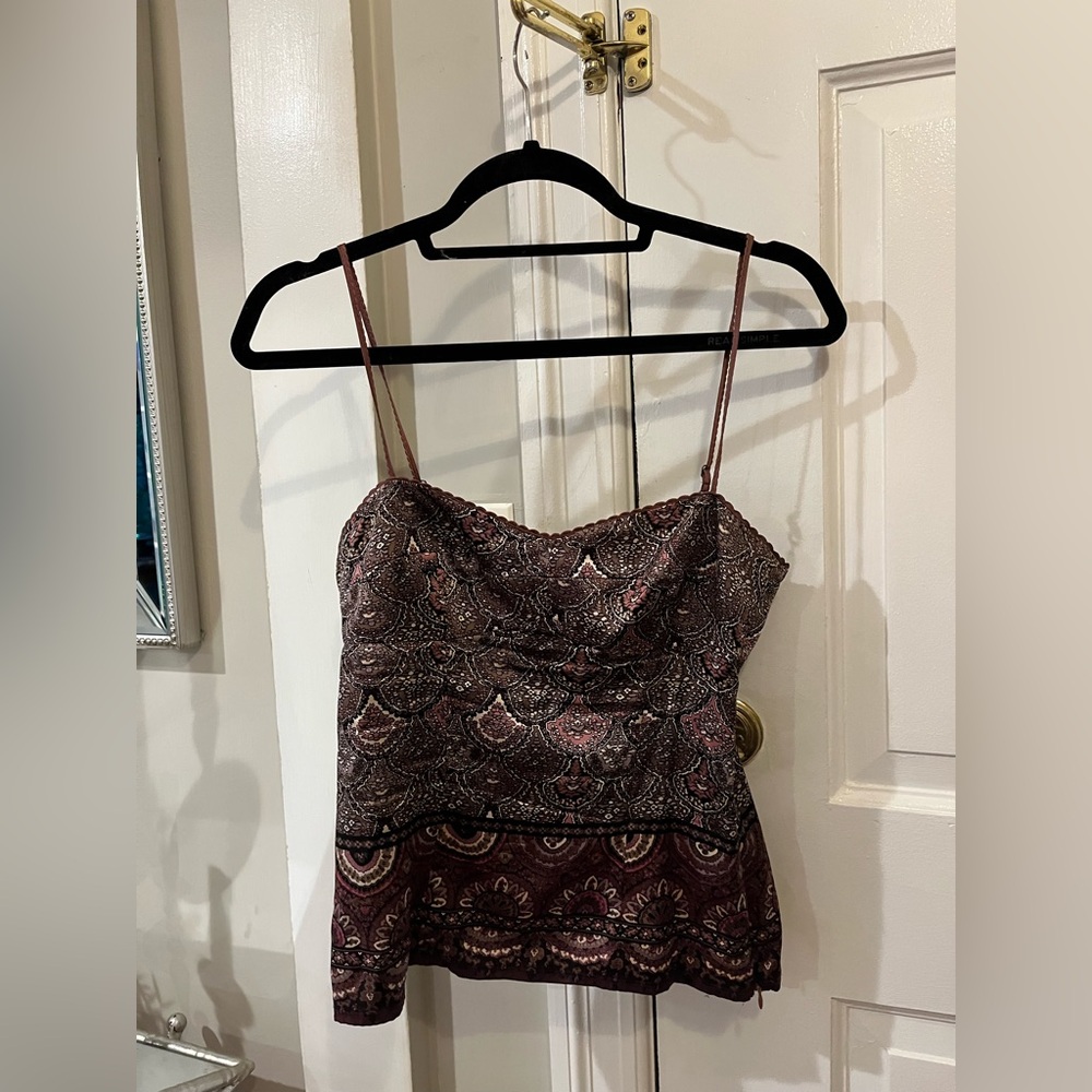 Elie Tahari Maroon and Black Paisley Dress Camisole